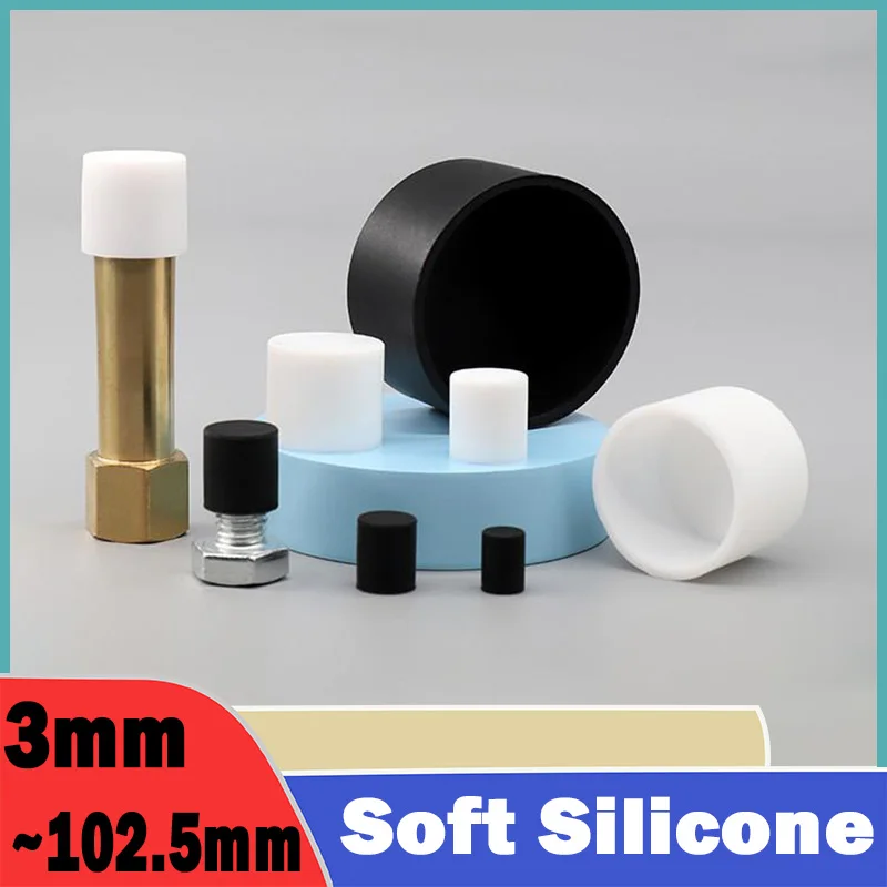 1~50Pcs 3mm~102.5mm Black/White Soft Silicone Rubber Round End Cap Dust Seal Protection Gaskets for Pipe Bolt Furniture