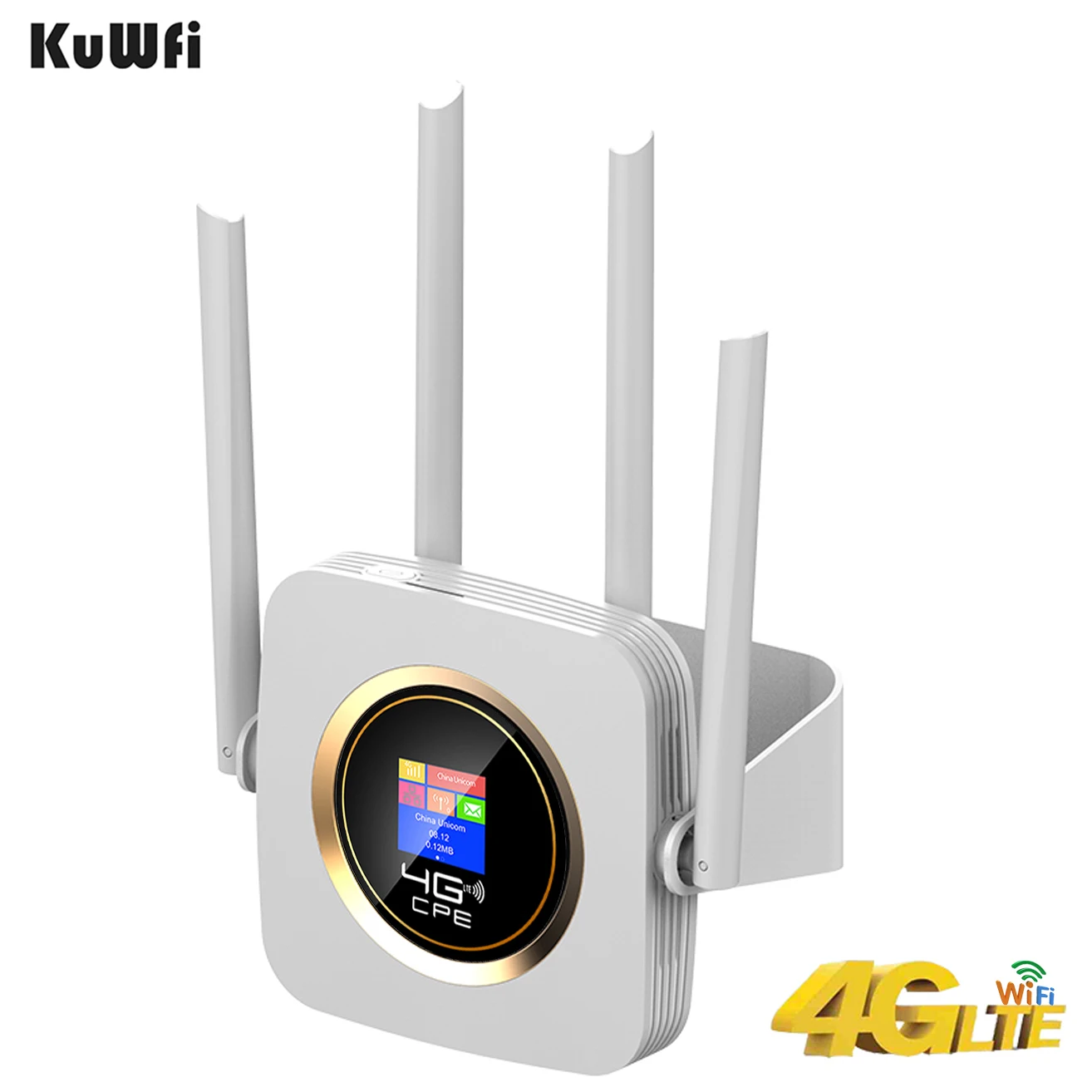 KuWfi 4G WIFI Router 300Mbps Wireless CPE Router 3G 4G SIM Wifi Router with RJ45 WAN LAN Port High Gain 4 Antenna for IP Camera