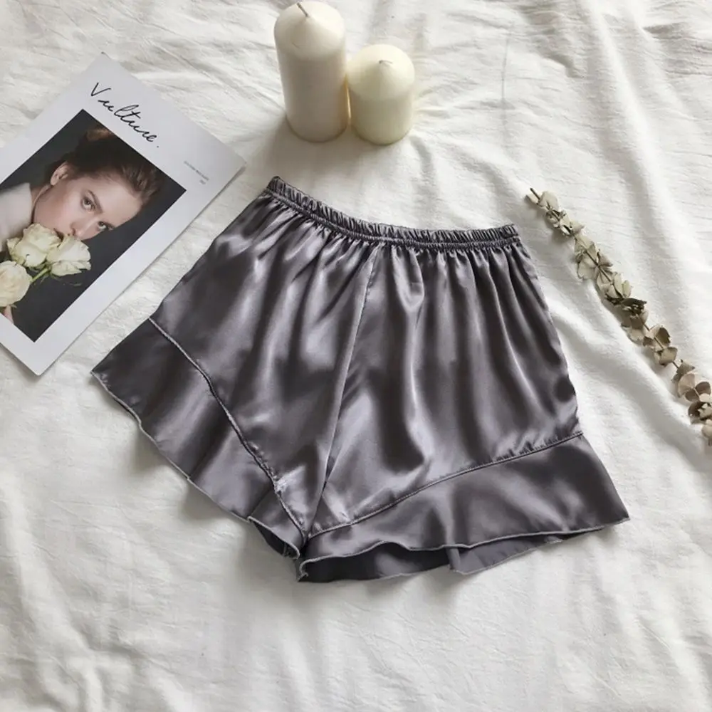 

Summer Matte Silk Safety Pants Shorts Ruffle Anti Emptied