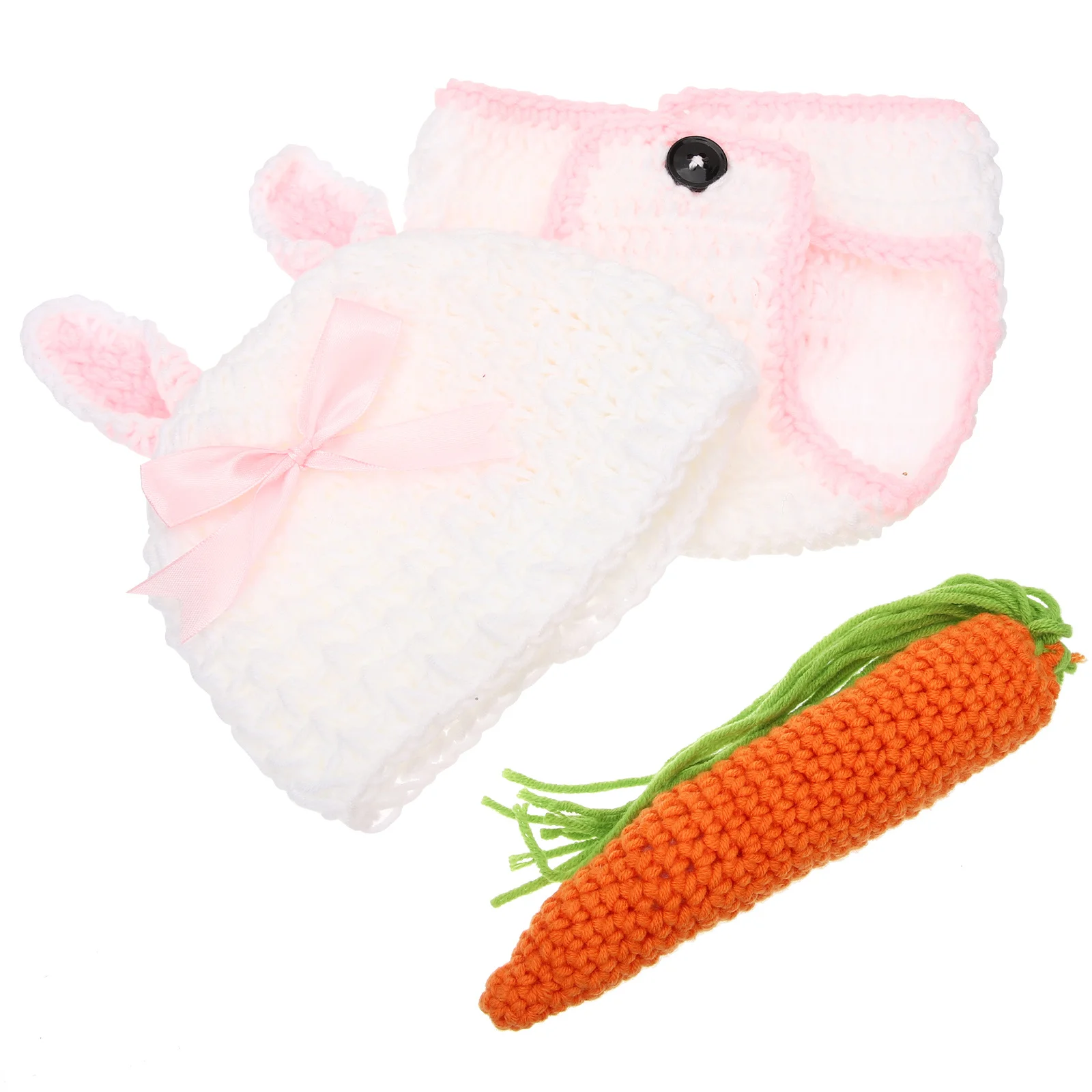 

1 комплект, вязаный крючком наряд для новорожденного кролика, реквизит для детской фотографии, шляпа, штаны, милый детский костюм для фотосессии, наряд для фотосъемки новорожденных