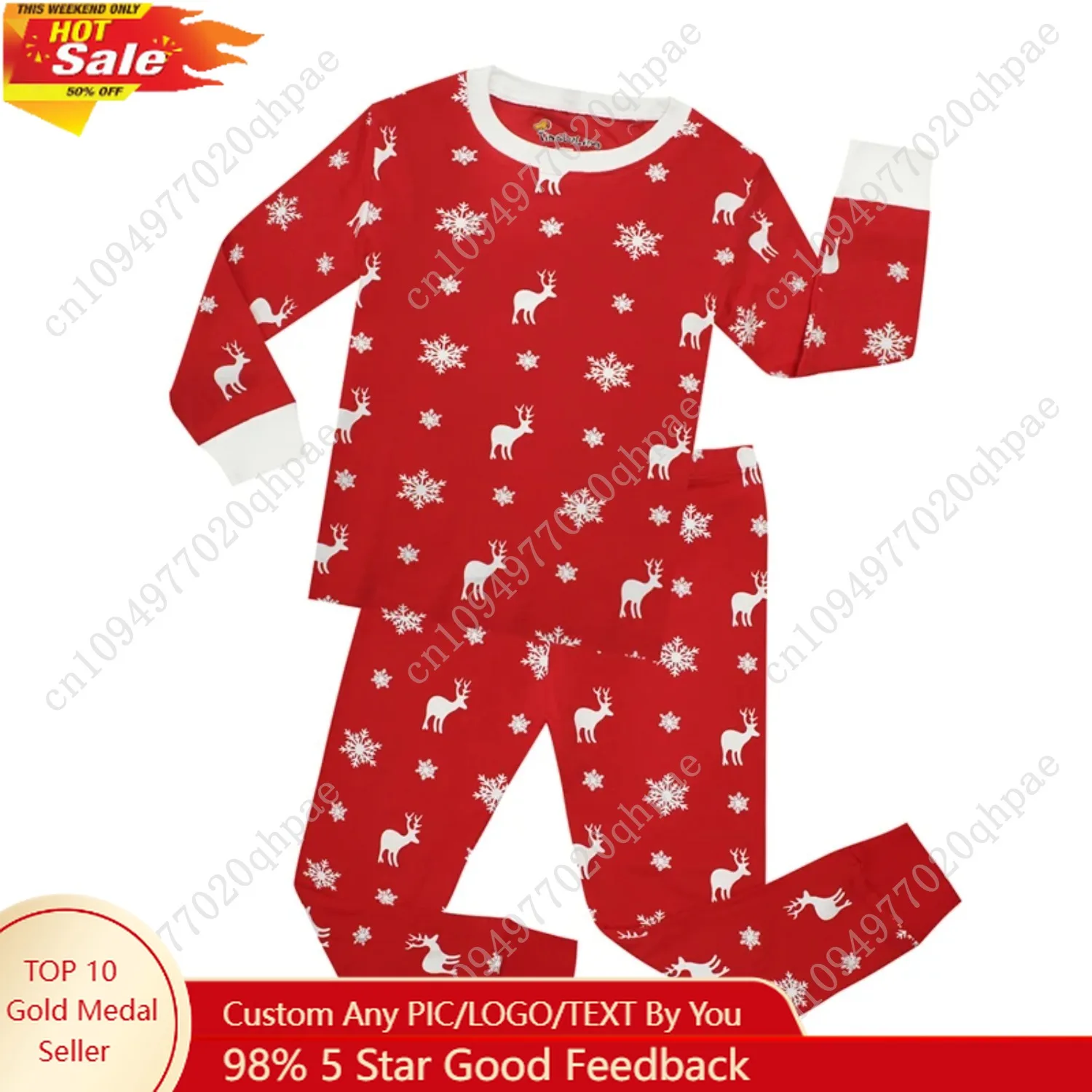أطقم بيجامات عيد الميلاد للأطفال ملابس مطبوعة بالكامل على شكل غزال وثلوج للأطفال ملابس نوم للأولاد والبنات ملابس تنحيف للأطفال Pjs