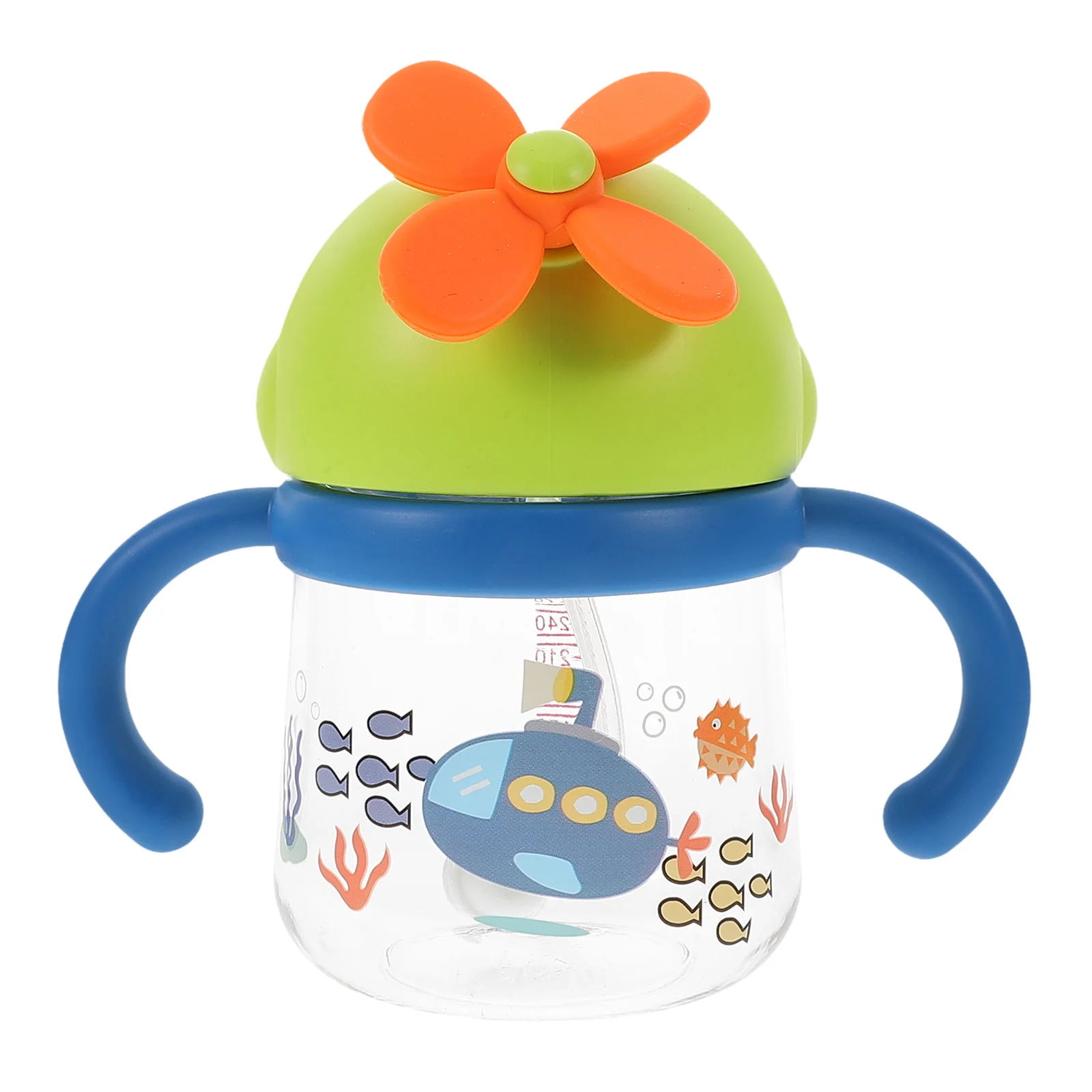 

Adorable Childlike Drinking Cup No Leak Straw Navy Blue Toddler Infant Water Cup Spill Proof Easy Carry Unbreakable Kids Mug