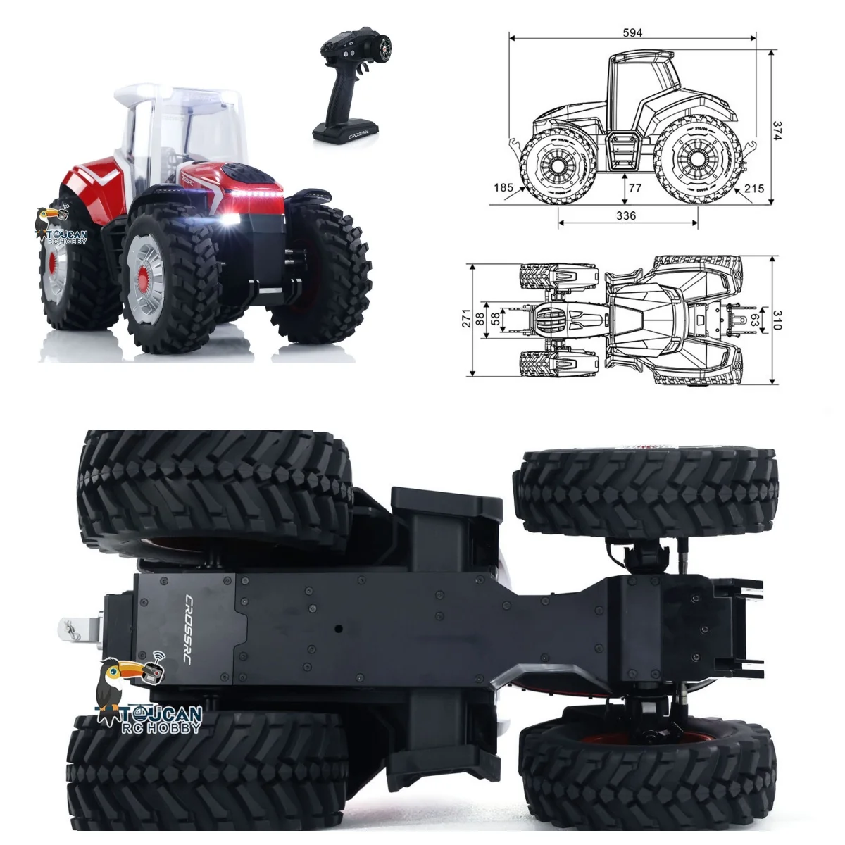 

In Sale 1/8 CROSSRC TL4 Iron Bull RC Tractor 2Speed Motor Light Remote Control Model Car for Farmers Simulation