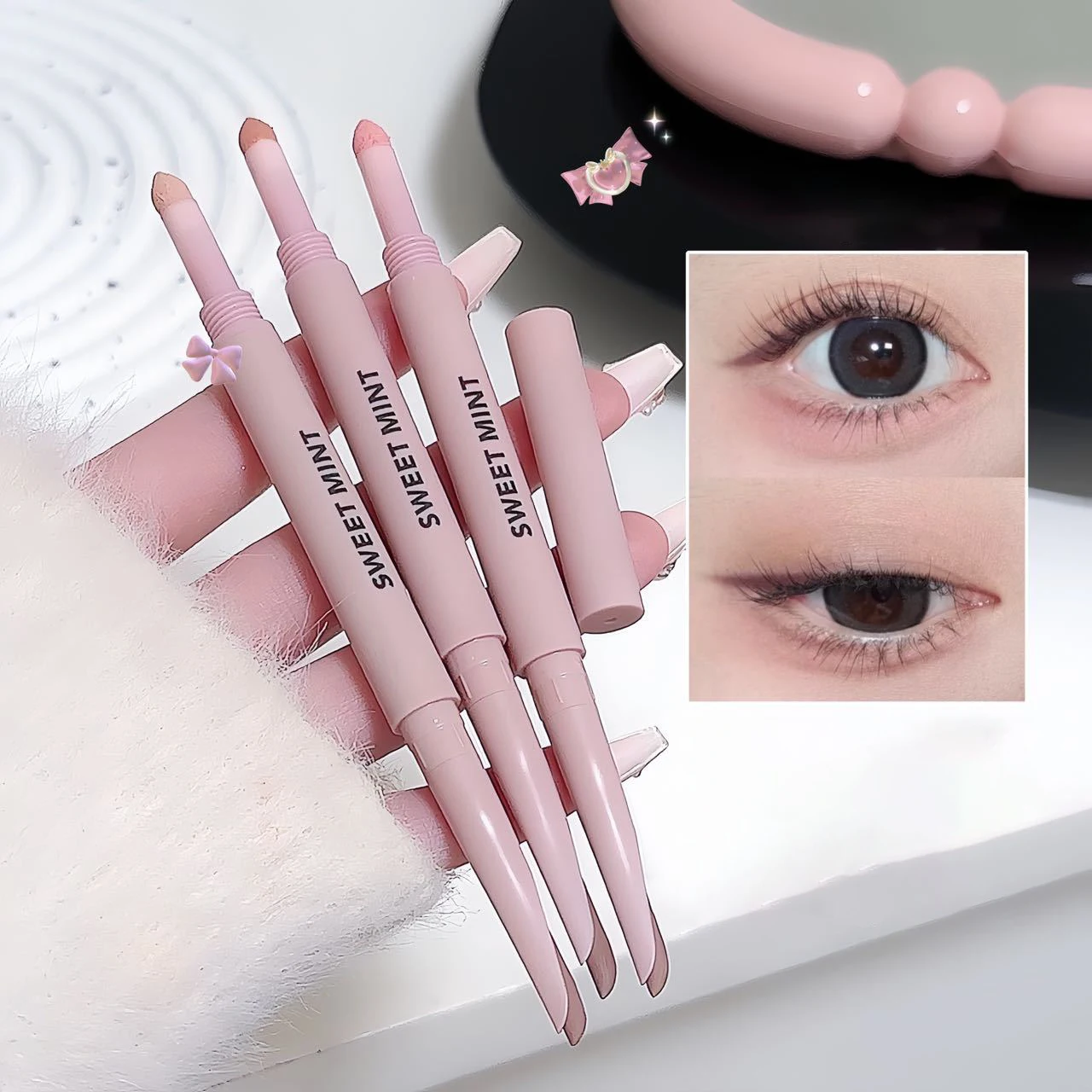 Sweetmint Meniscus Double-ended Silkworm Eyeliner Shadow Highlight Naturally Brightening Long-lasting Eye Makeup Two-in-One