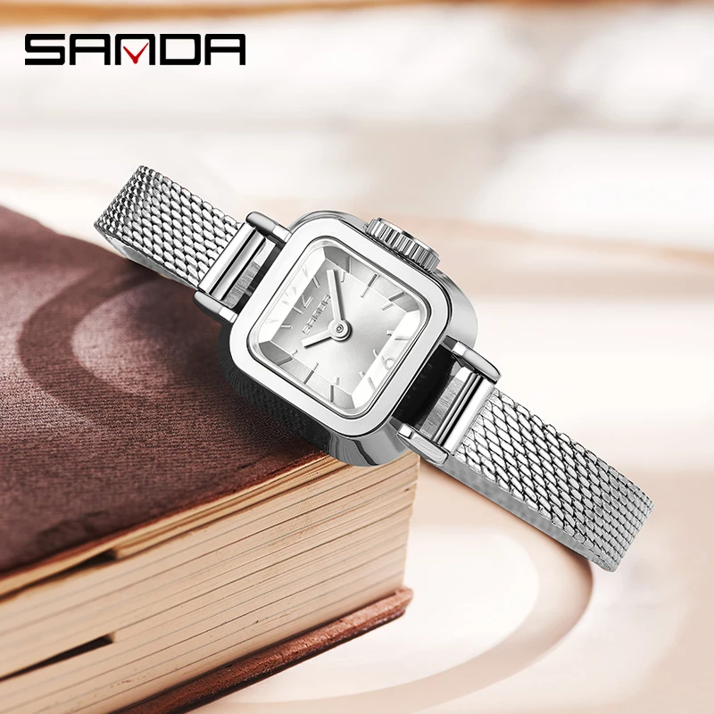 SANDA 1117 New Casual Fashion Quartz Women Watch cinturino in maglia di acciaio inossidabile orologio da donna Slim Dial Design Waterproof Reloj