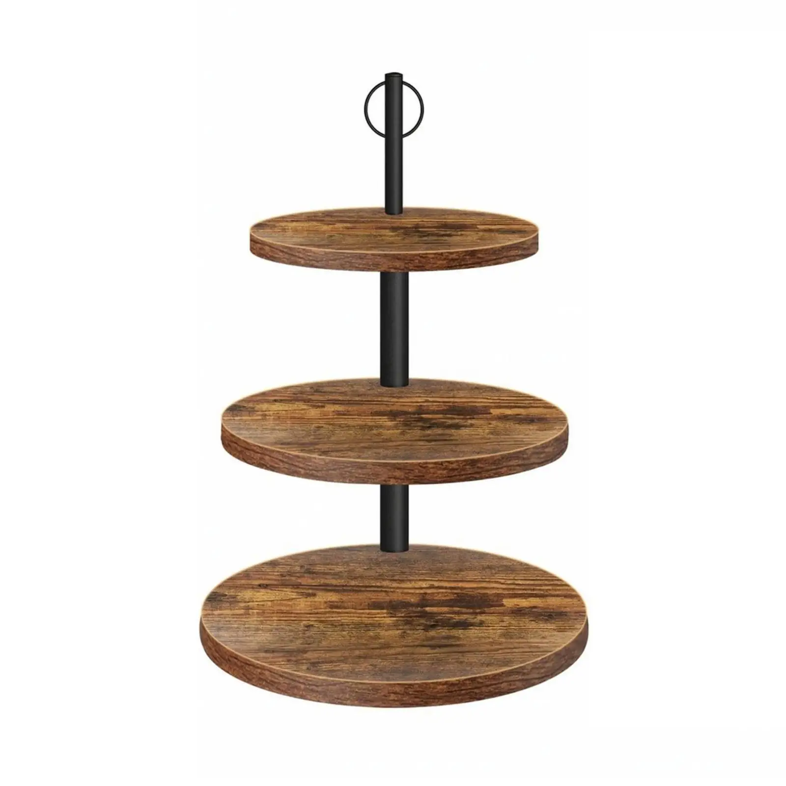 Versatile Storage Rack Shelf Three Tier Desktop Organizer with Iron Wood Frame for Home Office Use