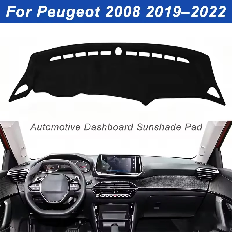 Dashboard Cover Dash Mat For Peugeot 2008 2019-2022 Anti-Glare Non-Slip Sun Shade Interior Protector