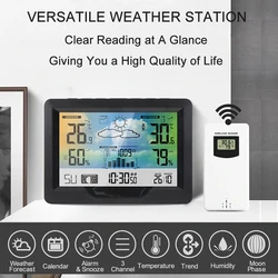 Wireless Digital Weather Station Indoor Outdoor Weather Forecast Station with Outdoor Sensor Temperature and Humidity Gauge