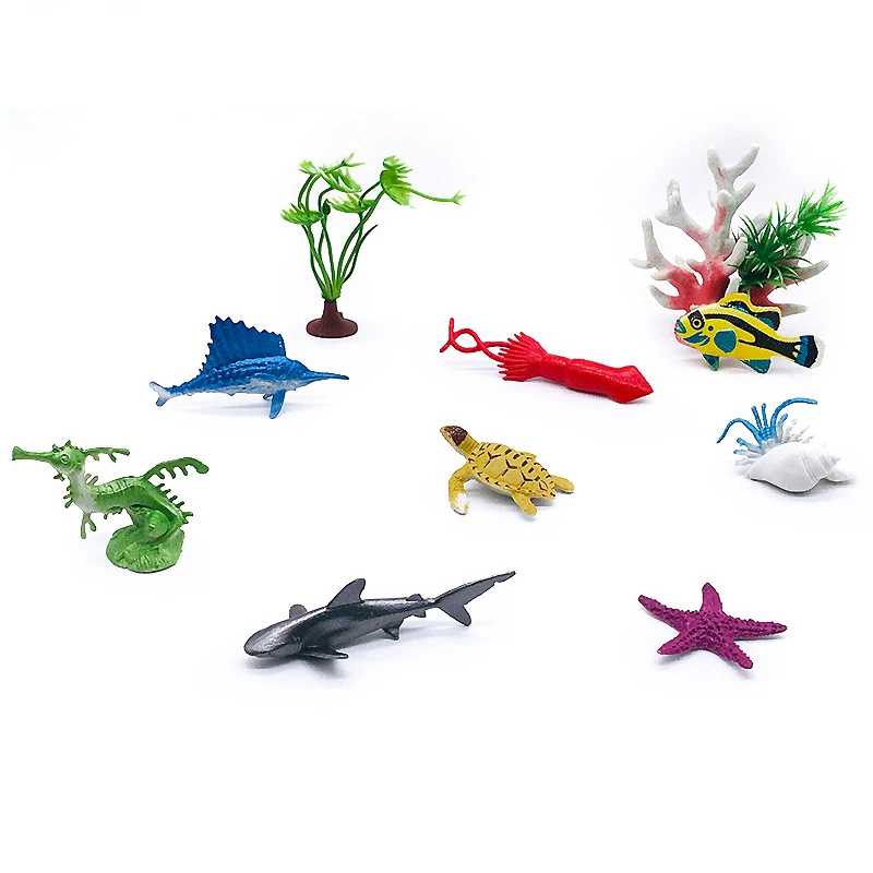 56pcsini Sea Life Animals Coral Octopus Nautiloidea Crab Starfish Ocean Model Action Figures Educational Collection Toy Kid