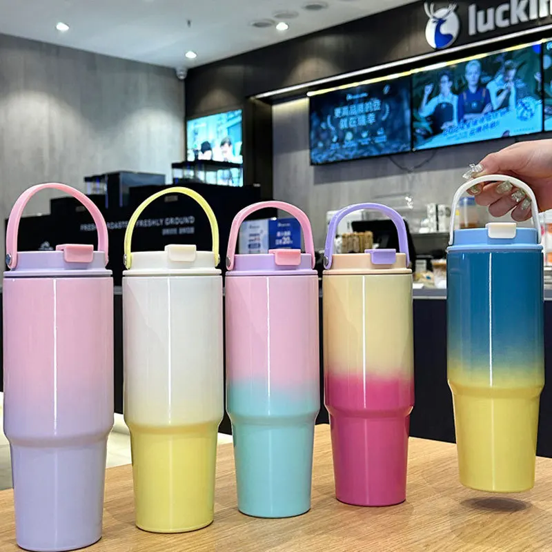 

Автомобильный термос большой емкости, 890 мл/30 унций, двухслойная термос из нержавеющей стали, уличная бутылка для ТЕРМАЛЬНОГО ВОДА с ручкой