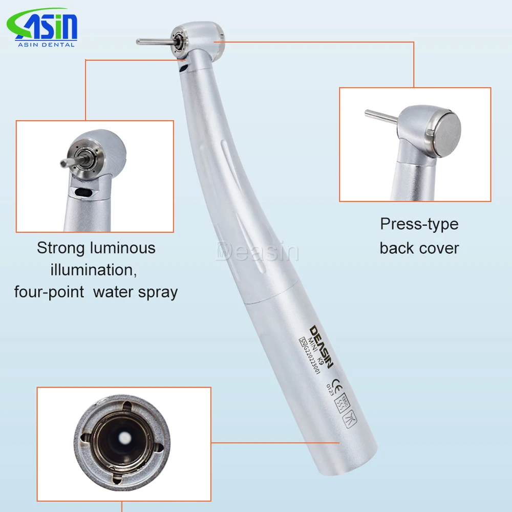 Dental Mini Head K5000L Handpiece Fiber Optic Lights High Speed LED Equipment for Short Shank Burs