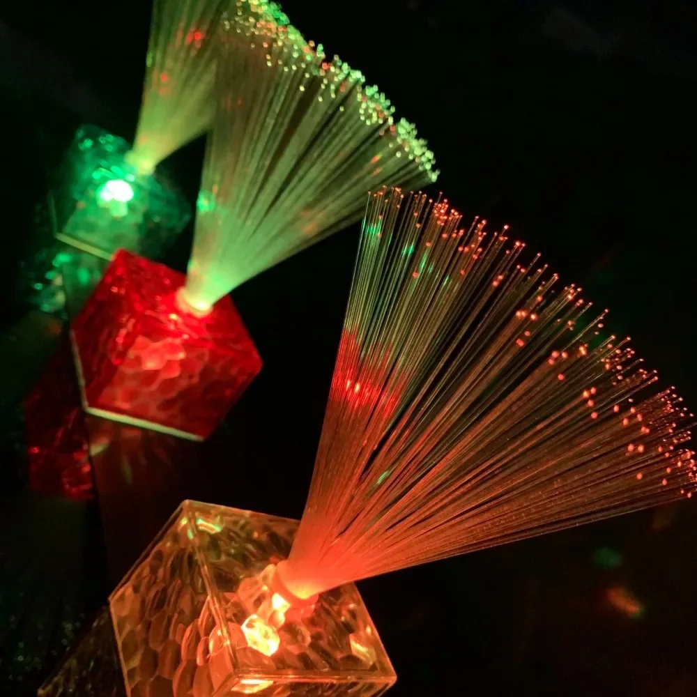 Luzes de fibra óptica coloridas mini pequena luz noturna atmosfera de festa estrela lâmpada de fibra decoração de mesa atmosfera de festa lâmpada estrela