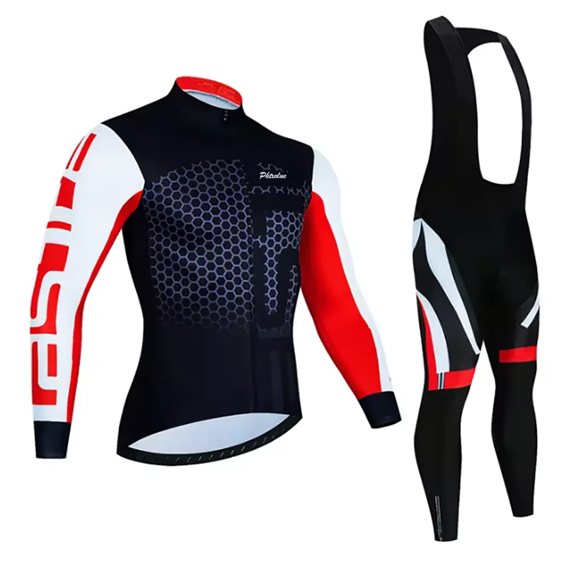 2024 Winter Set Cycling Clothing Men Jerseys Thermal Fleece MTB Bicycle Bike Clothes Kit  Maillot Ropa Ciclismo Uniform Suit