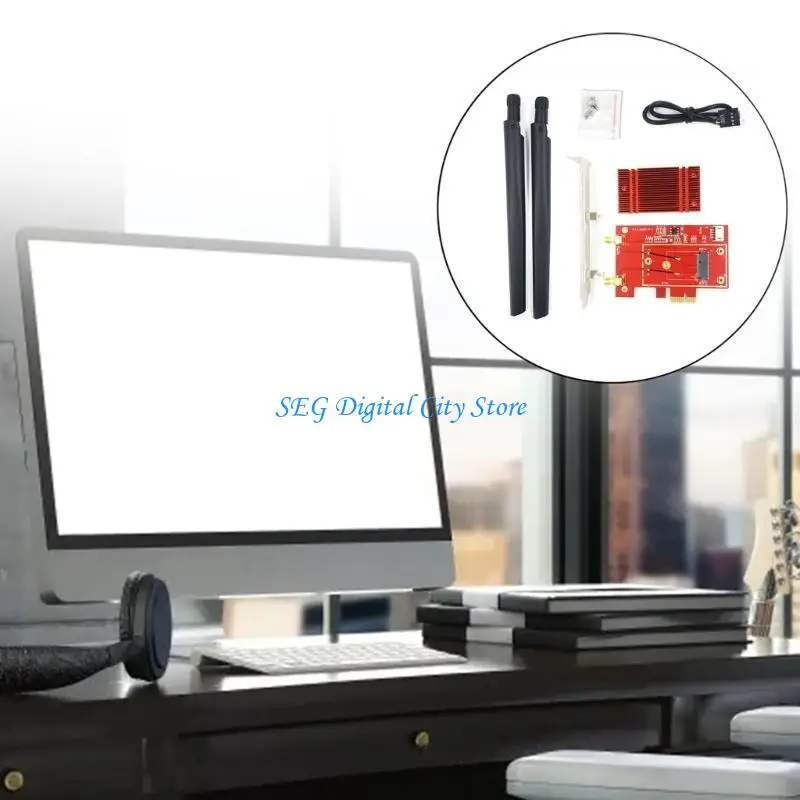 

U75B M2-NGFF Wireless Card to PCIE Desktop WIFI Adapter Card Support AX200 AC- Gigabit- Bluetooth-compatible