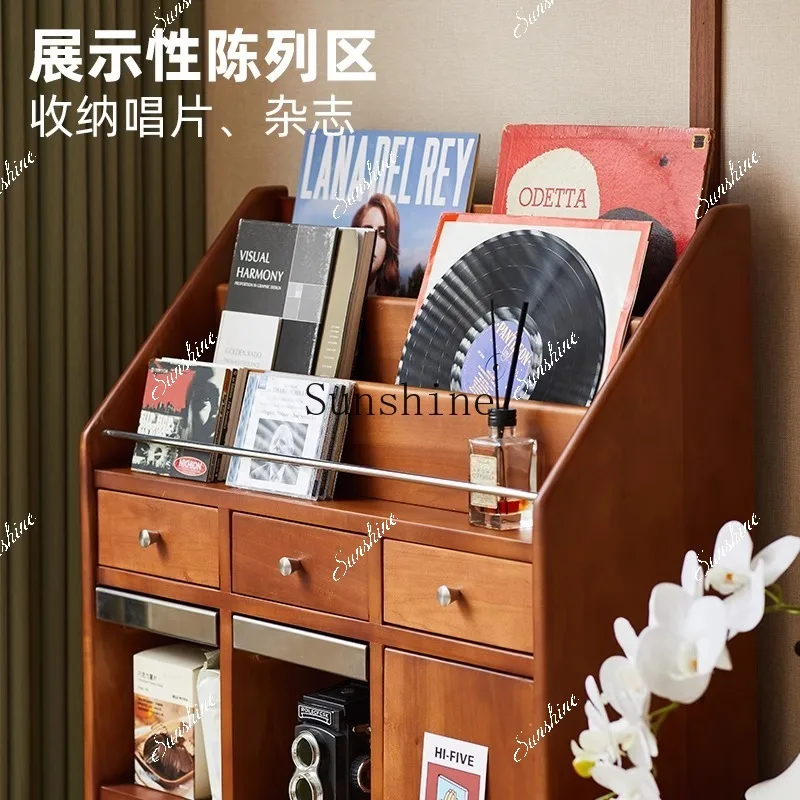 

Nordic solid wood magazine simple Japanese living room small apartment retro storage storage nine chest cabinet FT