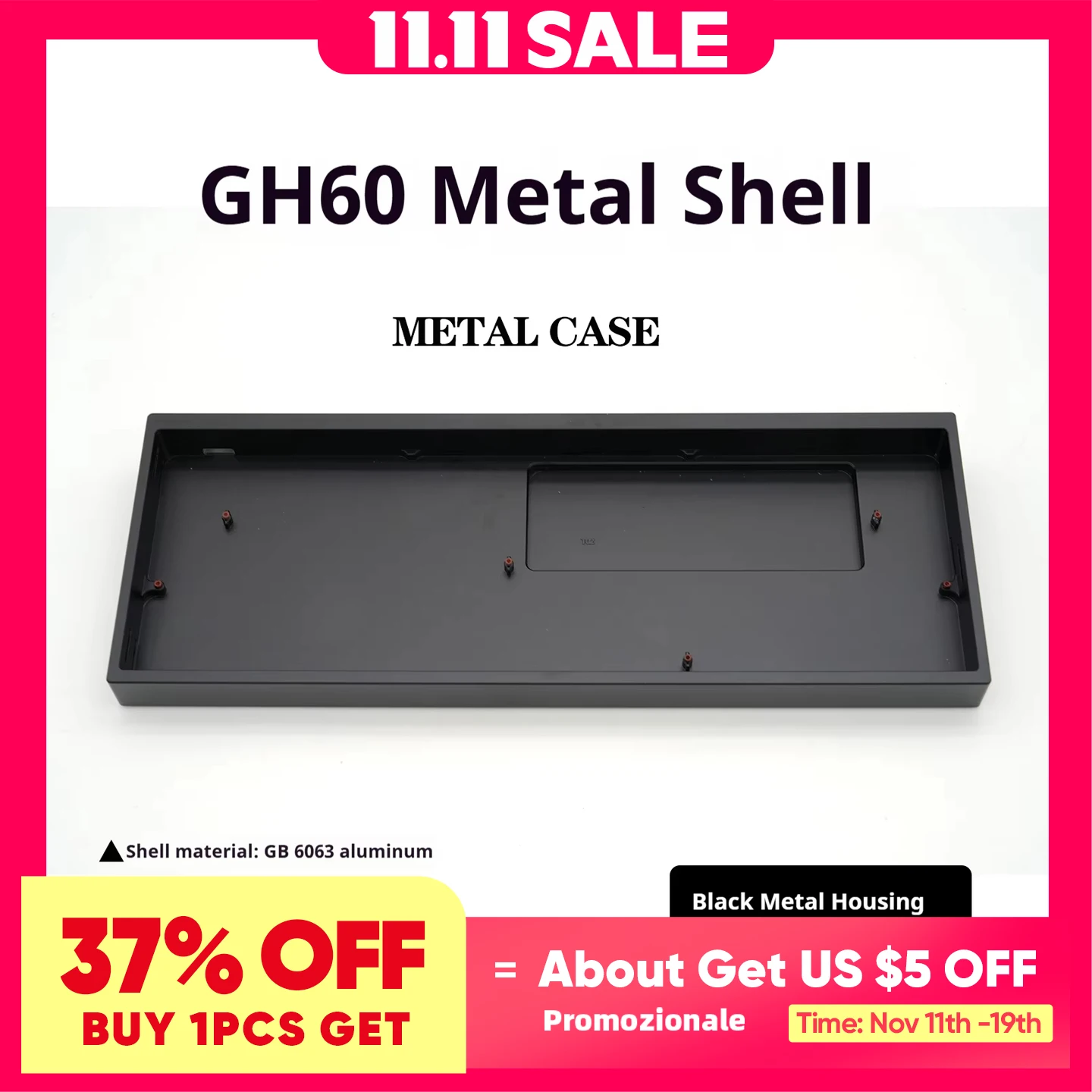 

Алюминиевый корпус клавиатуры Mad 60he GH60 с тонкой резьбой по индивидуальному заказу, 60% раскладки клавиш, чехол для клавиатуры для Wooting 60HE Win60