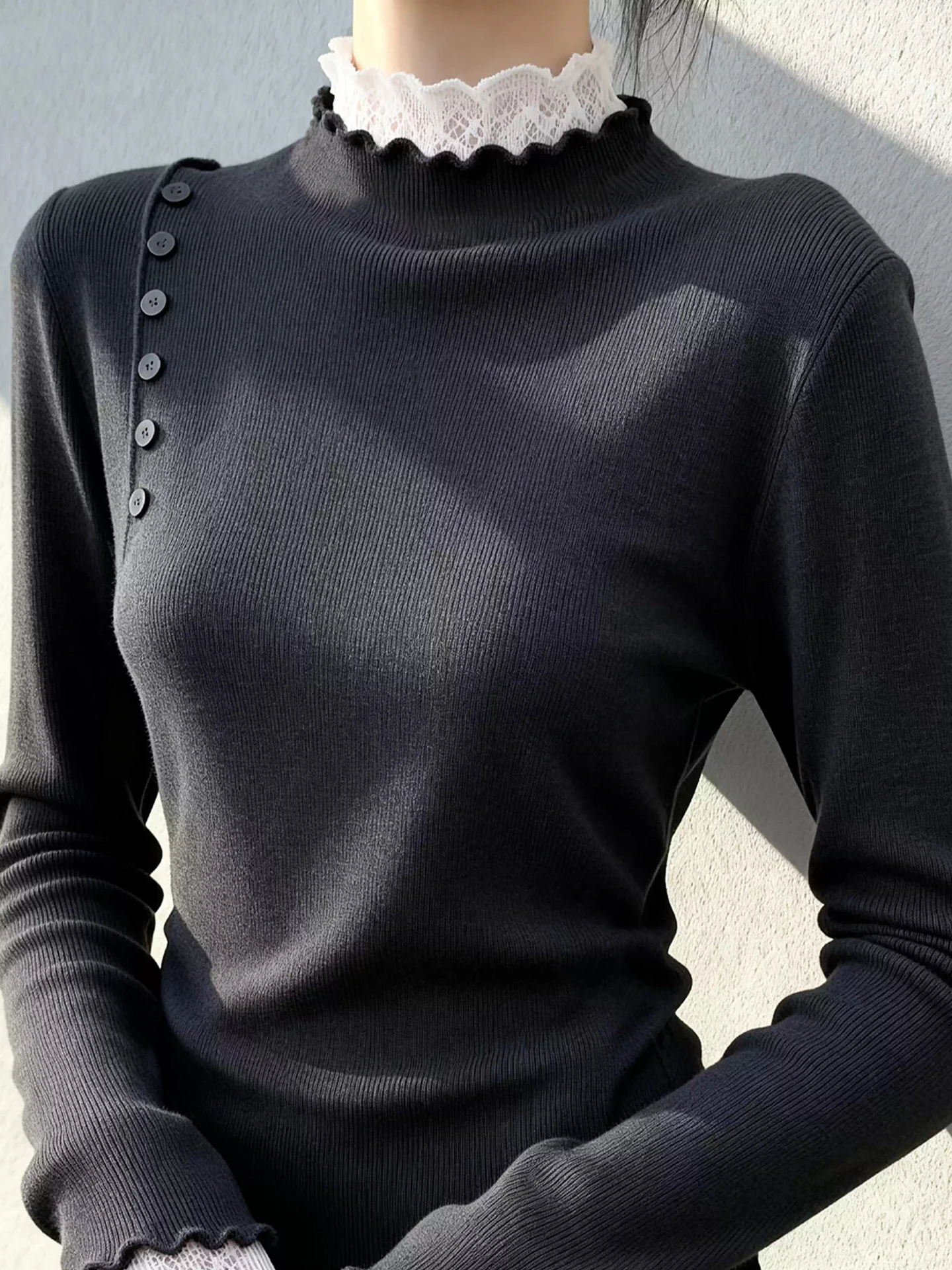 Ele Long Sve محبوك سترة المرأة سليم صالح تخفيف تنوعا أعلى لينة الكورية Sle الشتاء Faion ملابس داخلية #5