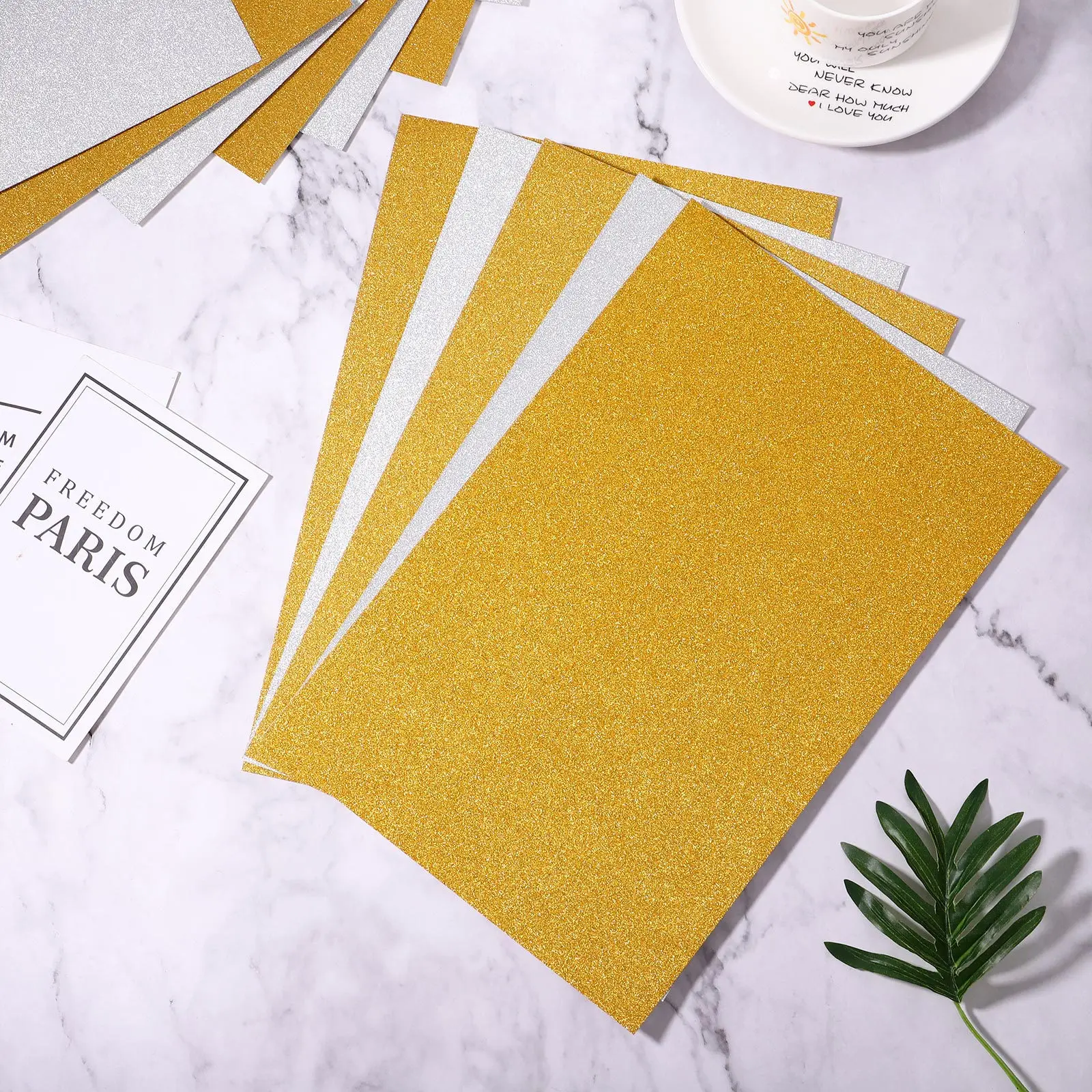 

10Pcs Colored Glitter Cardstock Sparkly Paper Sheets for Kids Crafts Safe Non-Toxic Shiny Paper Gold Silver A4 Size for School