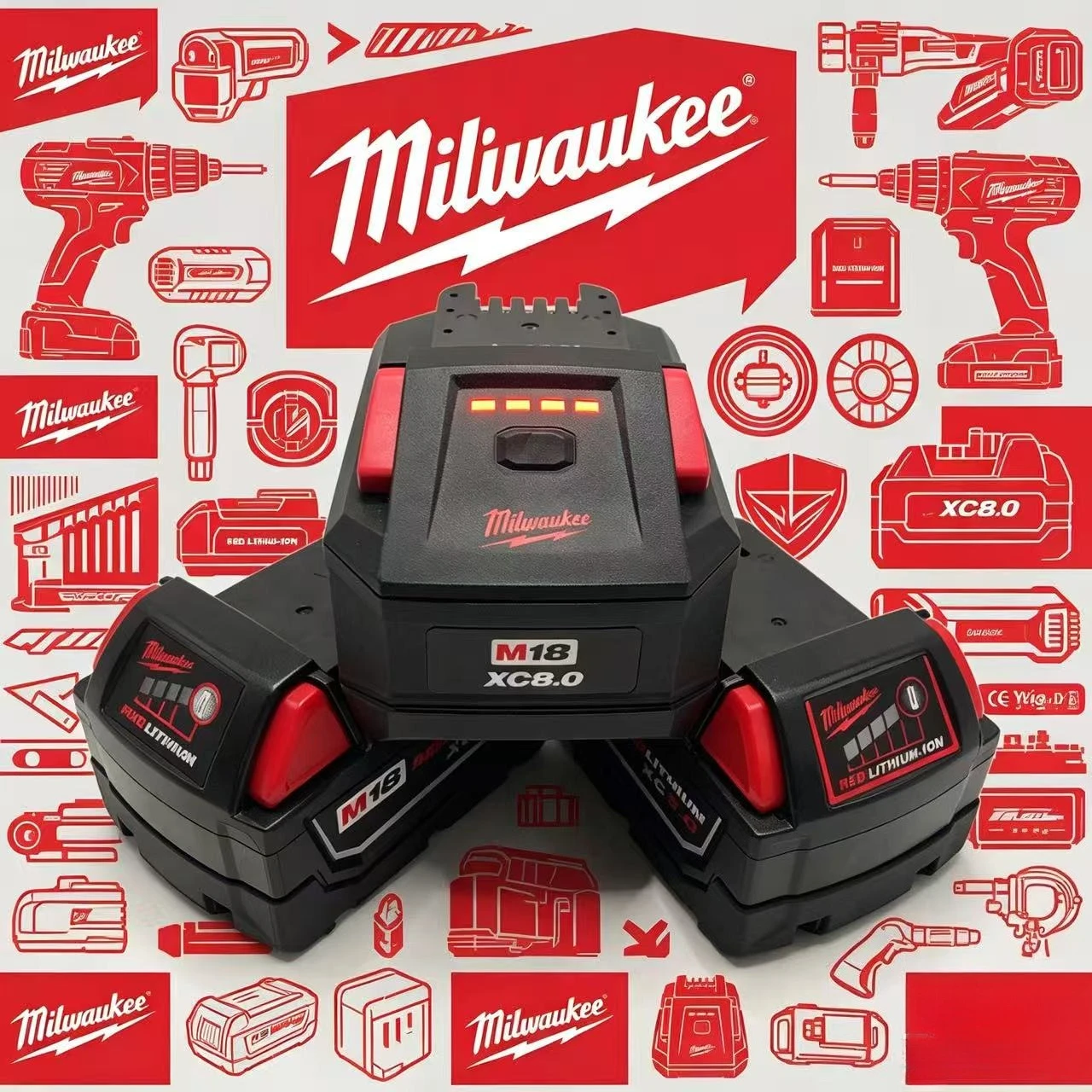 

Milwaukee 18V Rough Use Forged Lithium Battery High Structural Toughness Not Easy Damage Long Cycle Life Milwaukee Power Battery