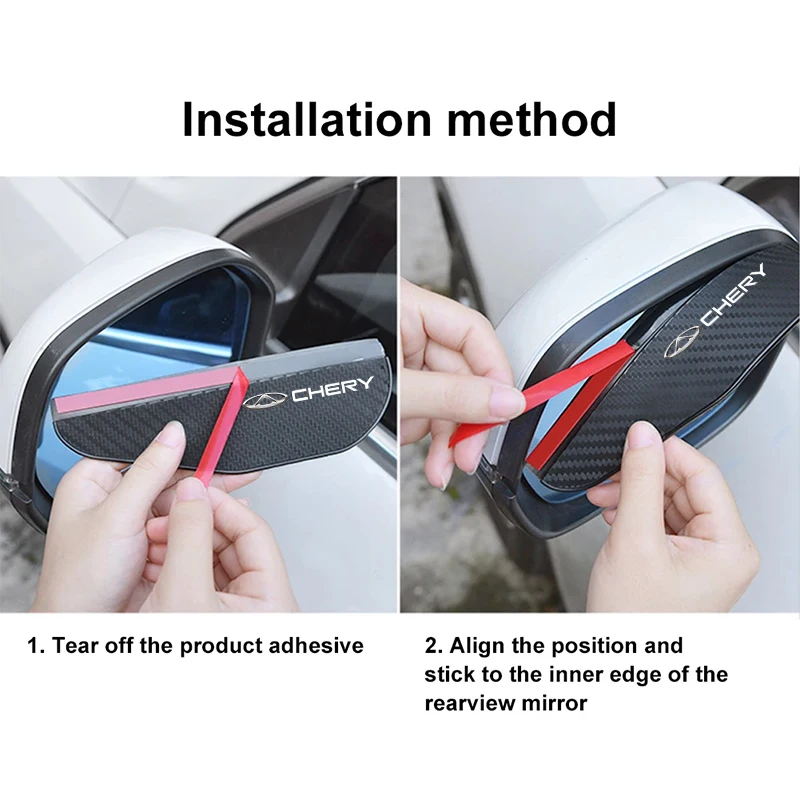 2Pcs Car Logo Rearview Mirror Rain Eyebrow Stickers For Chery Tiggo 7 Pro 4 3 Fulwin 2 Arrizo 6 QQ 5x 5 8 T11 3 5 Gx EQ7 E3 Amul