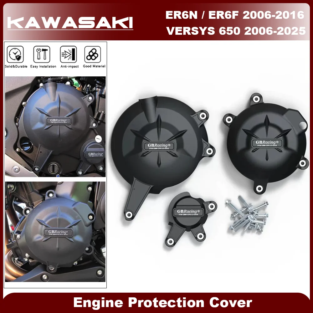 

For YAMAHA Engine Cover ER-6N ER-6F 2006-2016 Versys 650 2006-2025 GB Racing Motorcycle Alternator Clutch Protection Cover Parts