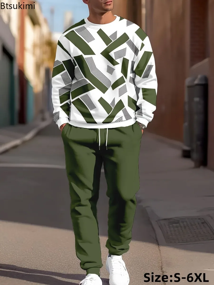

Fashion 3D Printed Men's 2-piece Sets 2025 Autumn Winter Long Sleeve Tracksuits for Men Simple Casual Hoodies Sweatpants Outfits