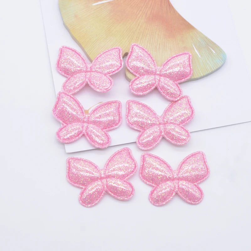 50Pcs 32*25mm Kawaii PU Leather Butterfly Applique for DIY Girl Headwear Hair Clips Decor Accessories Clothes Hat Sewing Patches