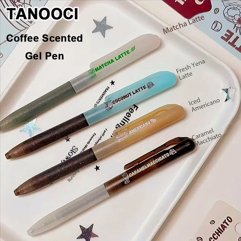 TANOOCI Coffee Fragrance Gel Ink Pen TBX-105 Lightweight Barrel Black Ink Stable Writing Students Writers Professionals Supplies