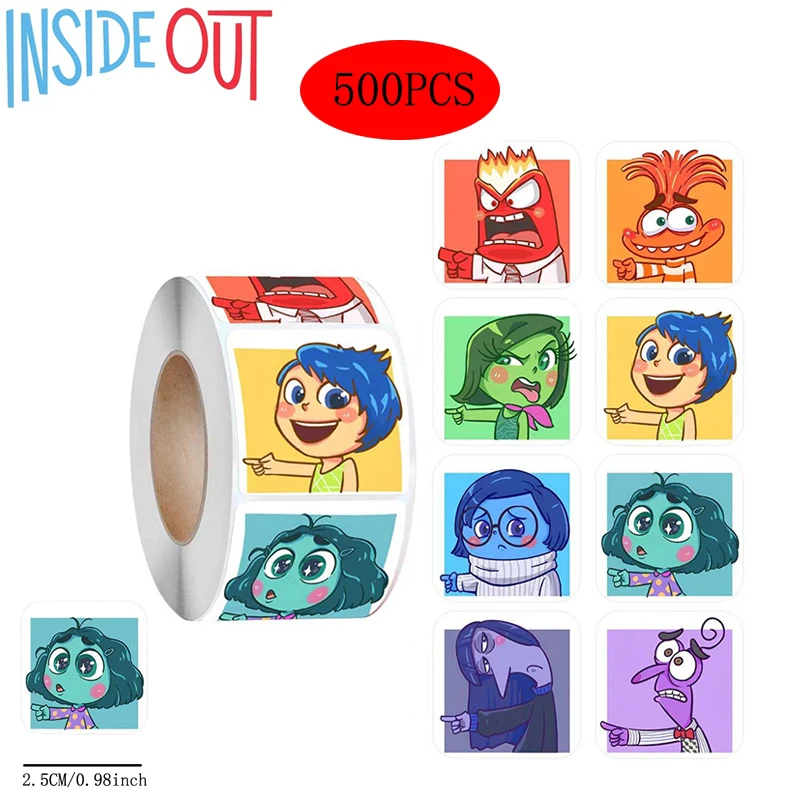 

500PCS Inside Out 2 Cartoon Waterproof Stickers Anime Figure Image DIY Children's Reward Envelope Sealing Decoration Sticker