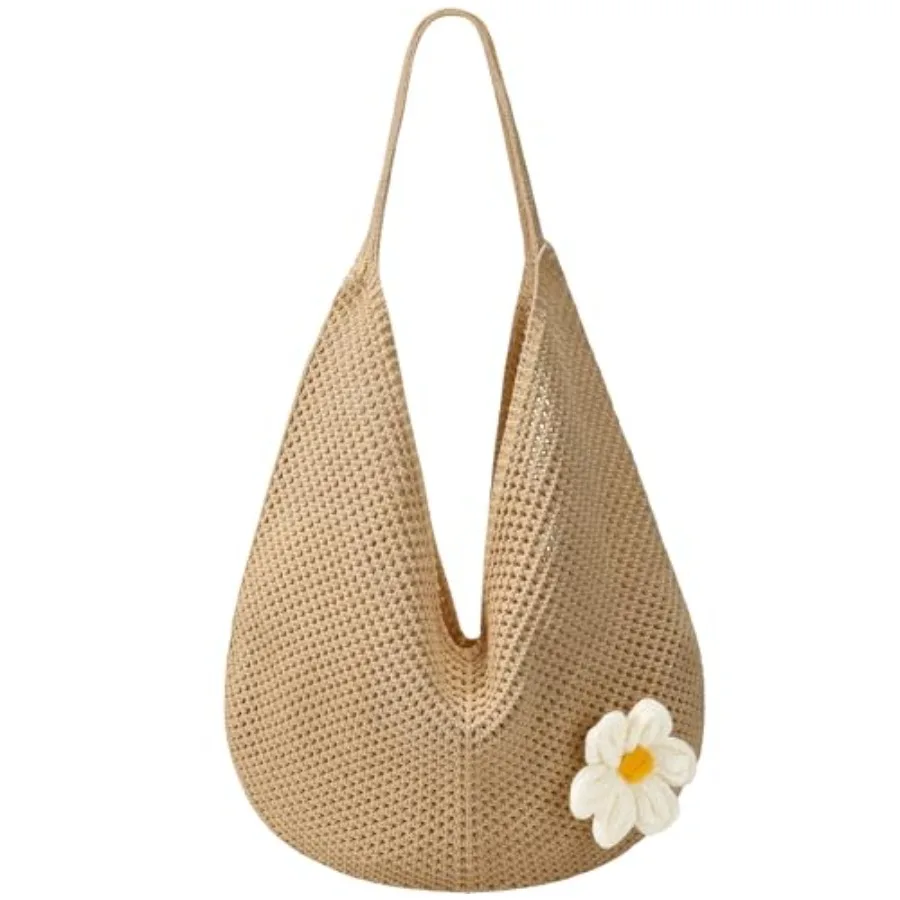 Sacs de plage au crochet Premillow pour femmes, sac fourre-tout d'été en maille, sac à main de plage mignon, sac esthétique en tricot, sac à bandoulière