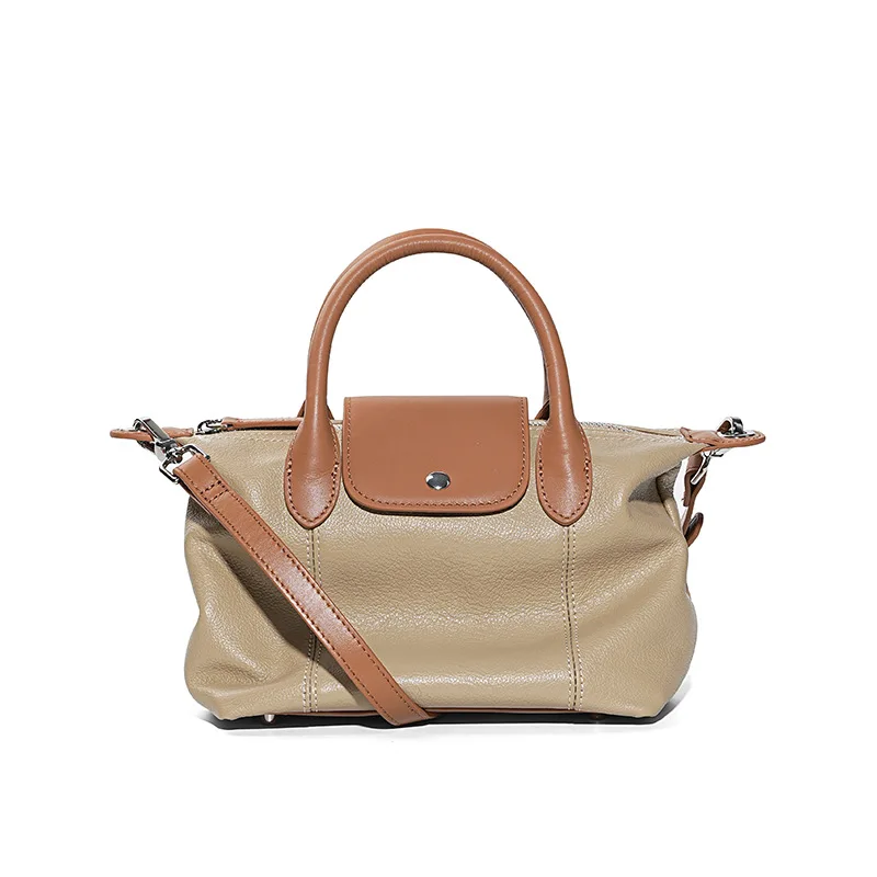 New Style Top Layer Cowhide Fashion Dumpling Bag Commuting Versatile Genuine Leather Large Capacity Handbag for Women