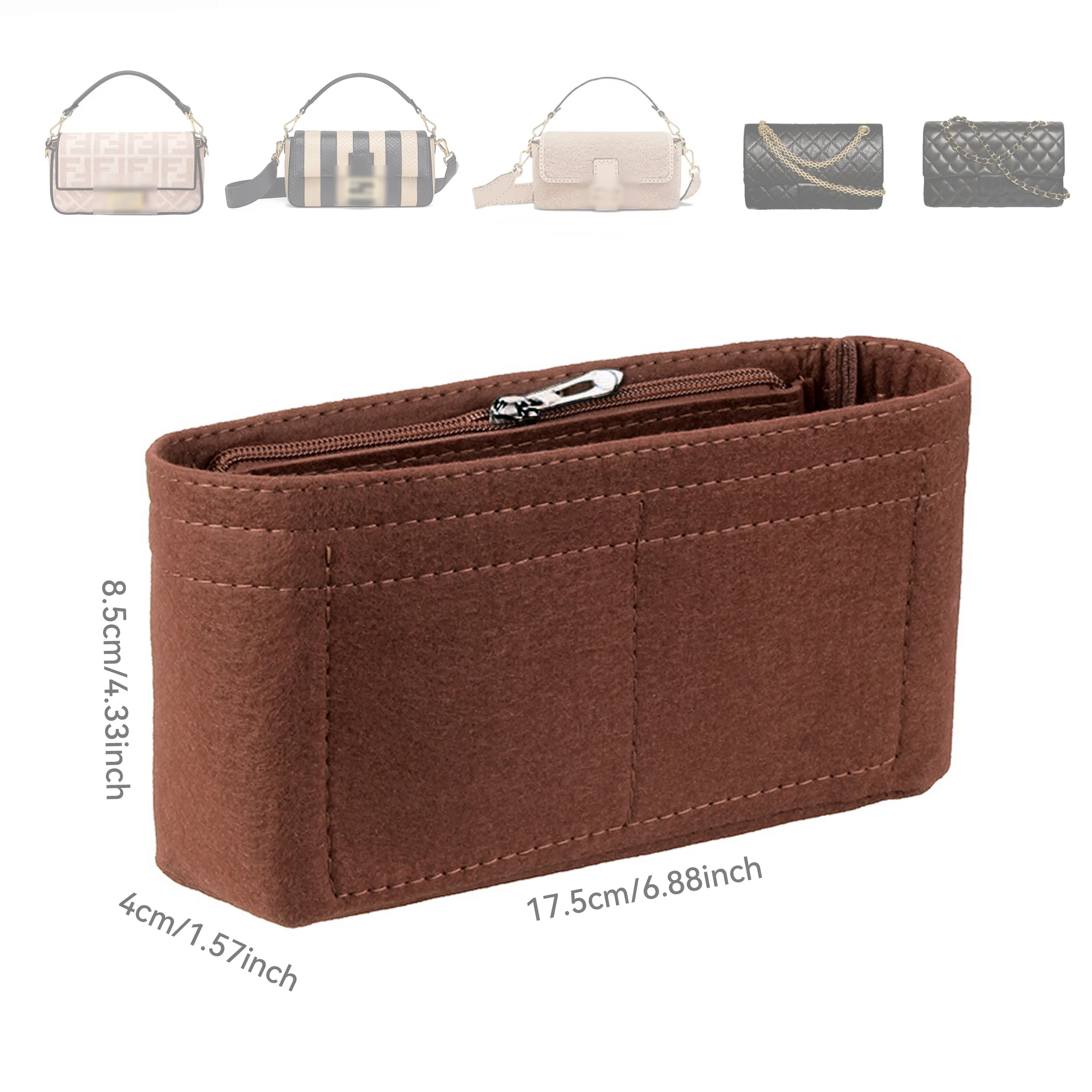 Filz-Einsatztaschen-Organizer, Make-up-Organizer, Innenfutter, perfekt für Marken-Damenhandtaschen und Kosmetiktaschen