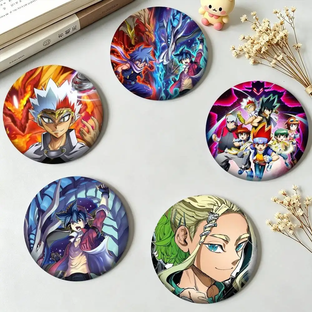 B-Beyblade X Gear Sports Anime Battle Top  25 32 44 58 75mm Badges Personalized Round Brooches Pins Accessory Gift