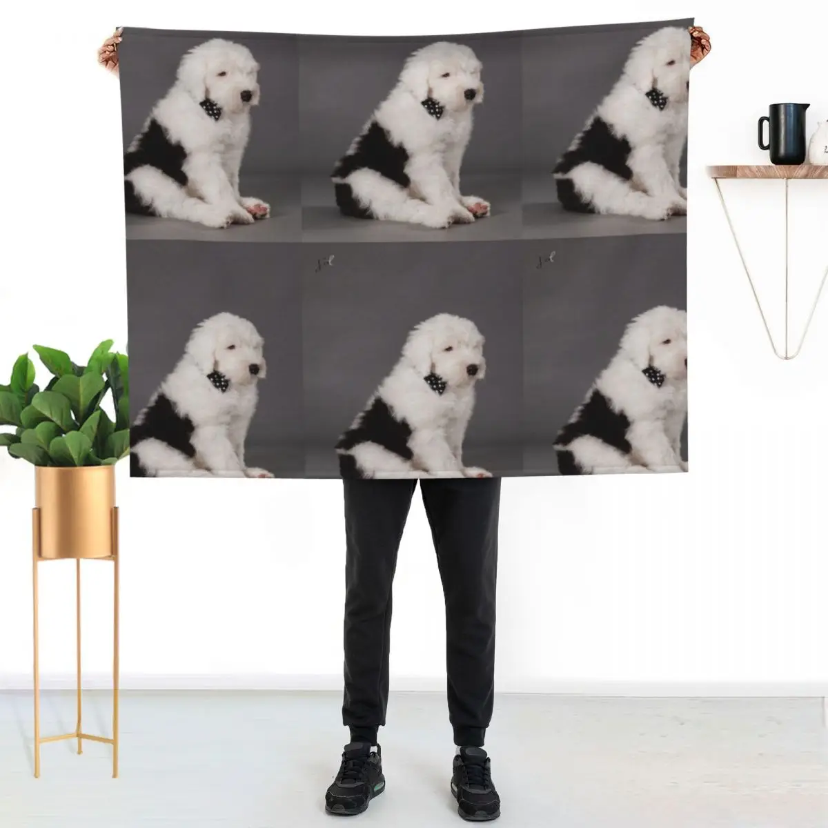 Old English Sheepdog Throw Blanket Picnic warm winter Soft Big Polar Shaggy anime Blankets