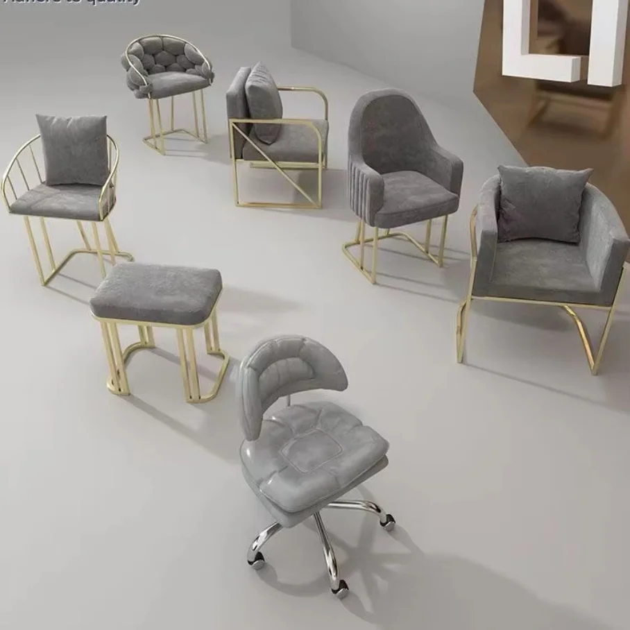 

##Luxury Gray Color Technician and Salon Chair Nail Salon Furniture Stool Beauty Salon Manicure Chair