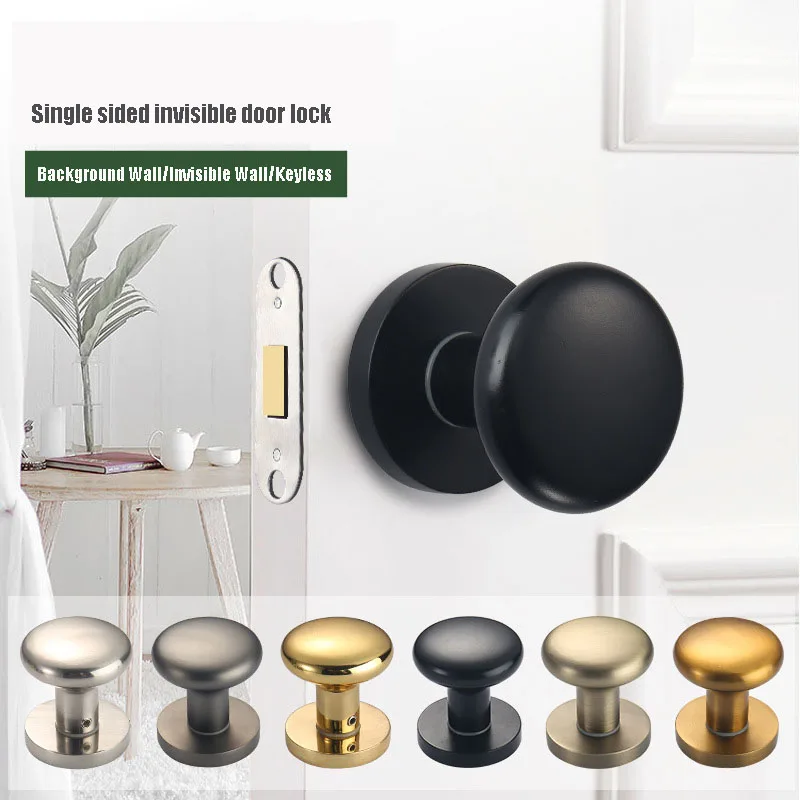 

Invisible Door Lock Silent Bedroom Background Wall Door Concealed Zinc Alloy Single Face Keyless Circular Handle Furniture