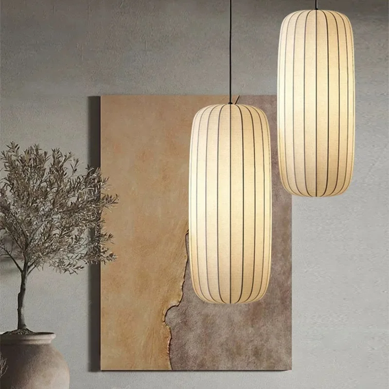Modern Japanese Wabi Sabi Silk E27 Chandelier Nordic Home Decor Designer Lamp Living Dining Room