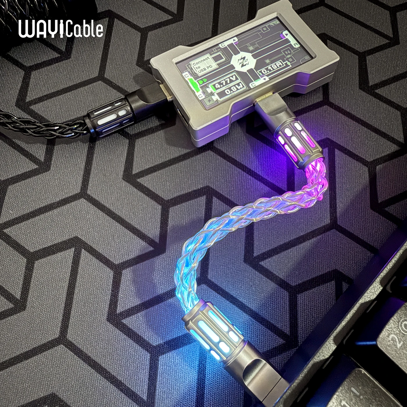 12cm Single Crystal Copper Keyboard Cable Handmade C-C Luminous Short Line Adaptation Esports Game Mechanical Keyboard 8K Cable