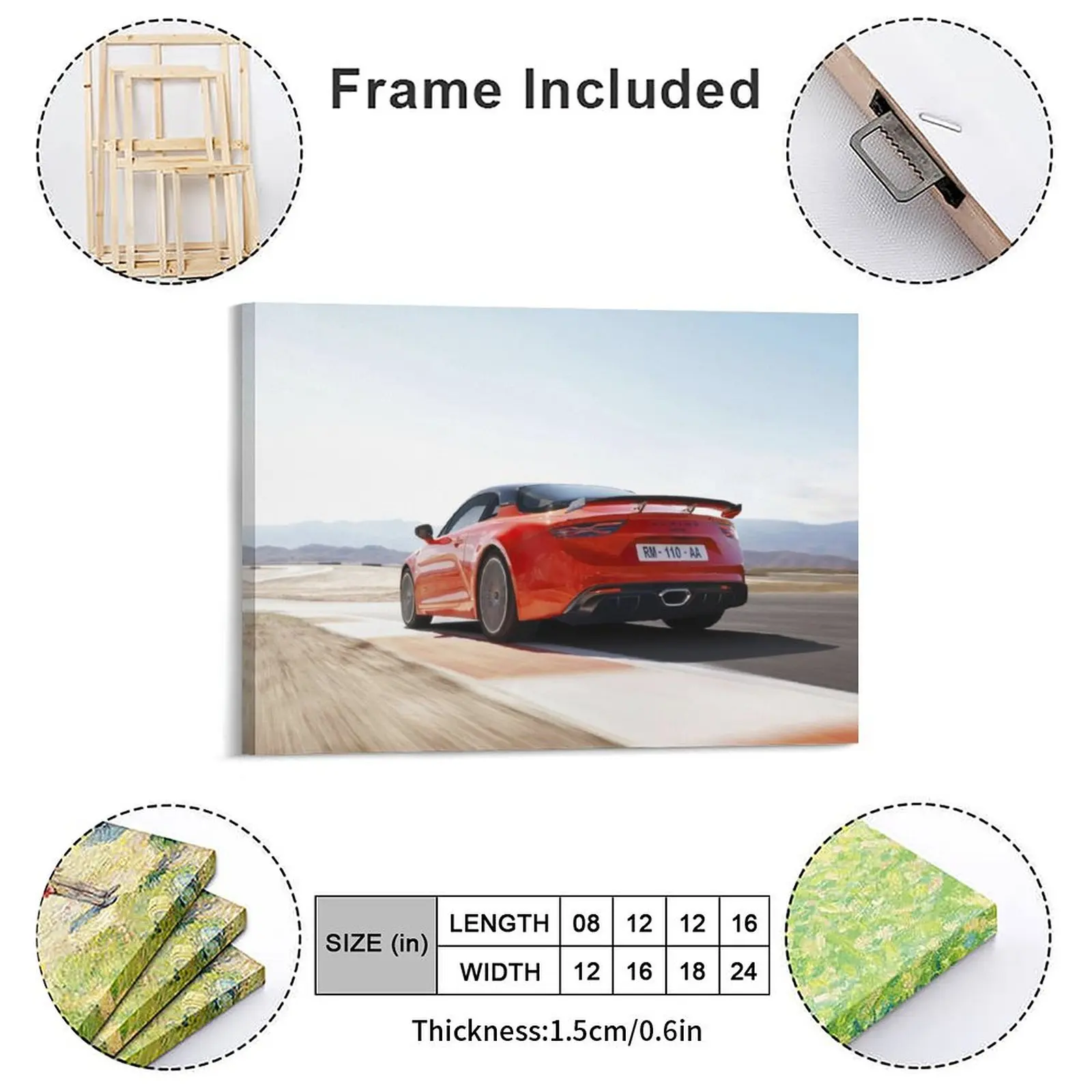 Alpine A110 Canvas Painting Wall Cave Garage Decoration Wall Mural Print Classic Framed Wall Paintings
