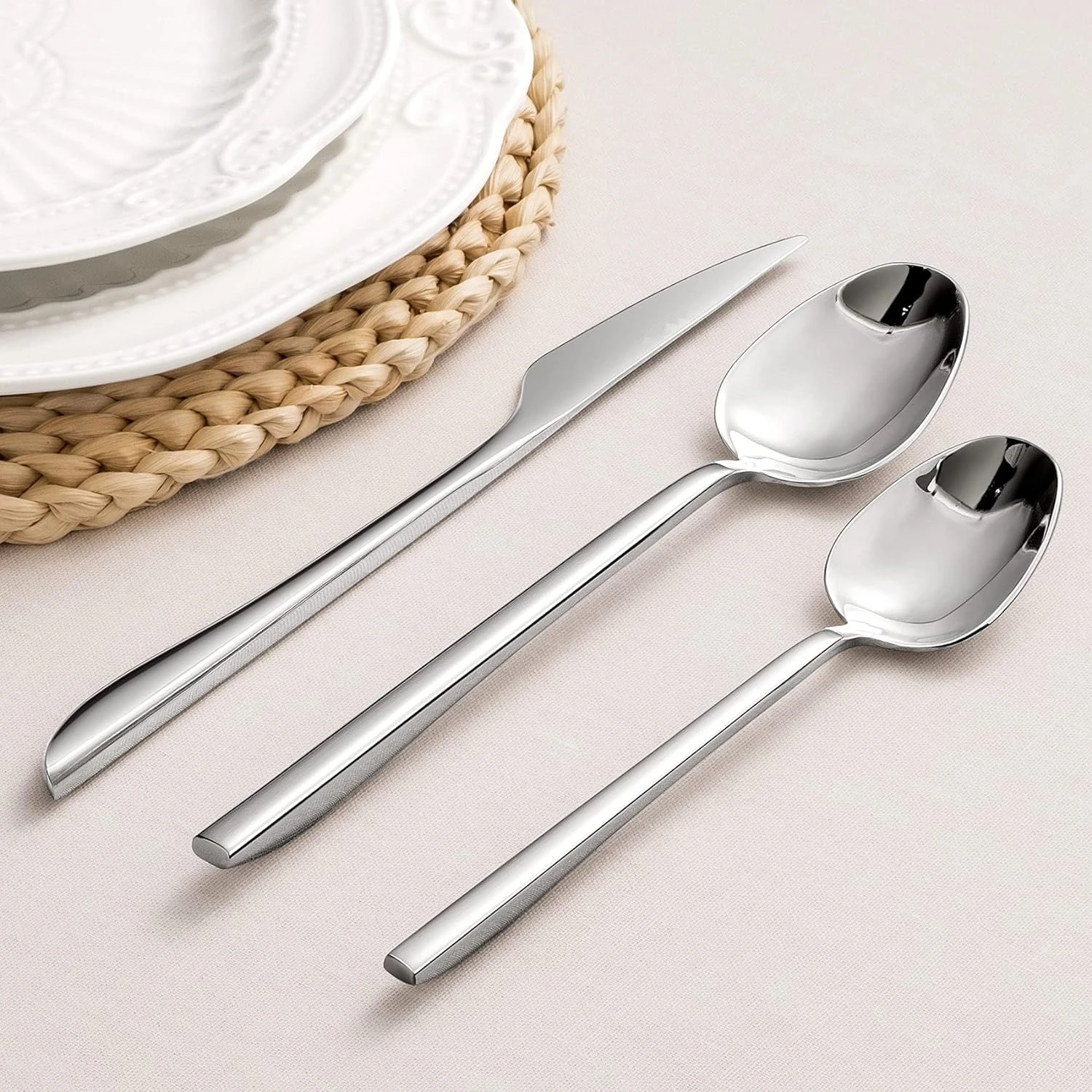 20Pcs Fashion Glossy Silver Cutlery Set 18/10 Stainless Steel Creativity Gift Flatware 304 Drop Shipping