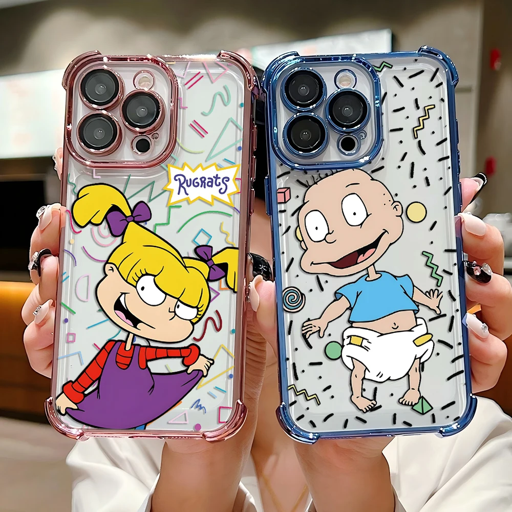 Phone Cases Quirky - 面白い漫画「ラグラッツ」柄のiPhoneケース、iPhone 17/16/15/14/13/12/11 Pro Max/X/XR/XS Max/8/Mini/Air/Plus対応、耐衝撃エアバッグ付き