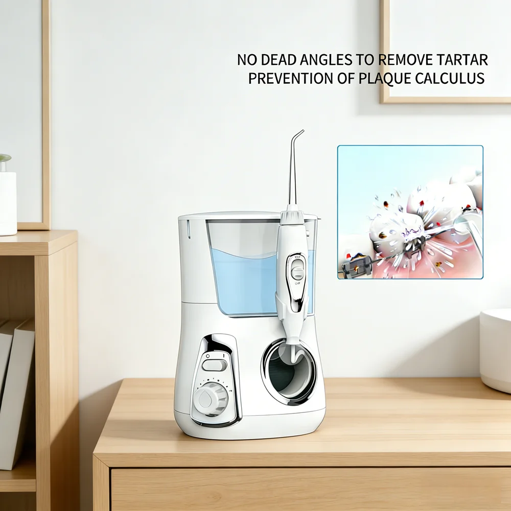 

800ML Large Capacity Countertop Water Flosser, 10 Custom Modes, 5 Nozzles, Ideal Oral Care Tool for Family Dental Hygiene