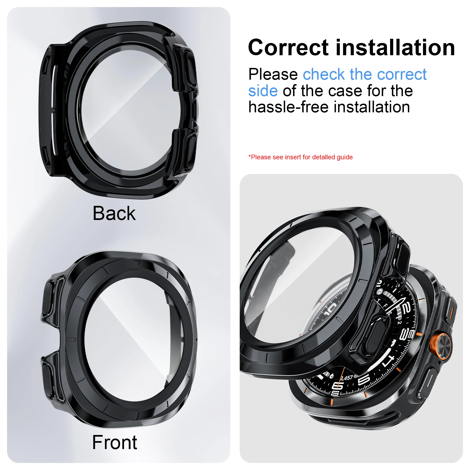 Стекло + чехол для Samsung Galaxy Watch 7 Ultra 47 мм, закаленная пленка, защитная пленка для экрана, бампер, чехол для Samsung Galaxy Watch ultra 47 мм