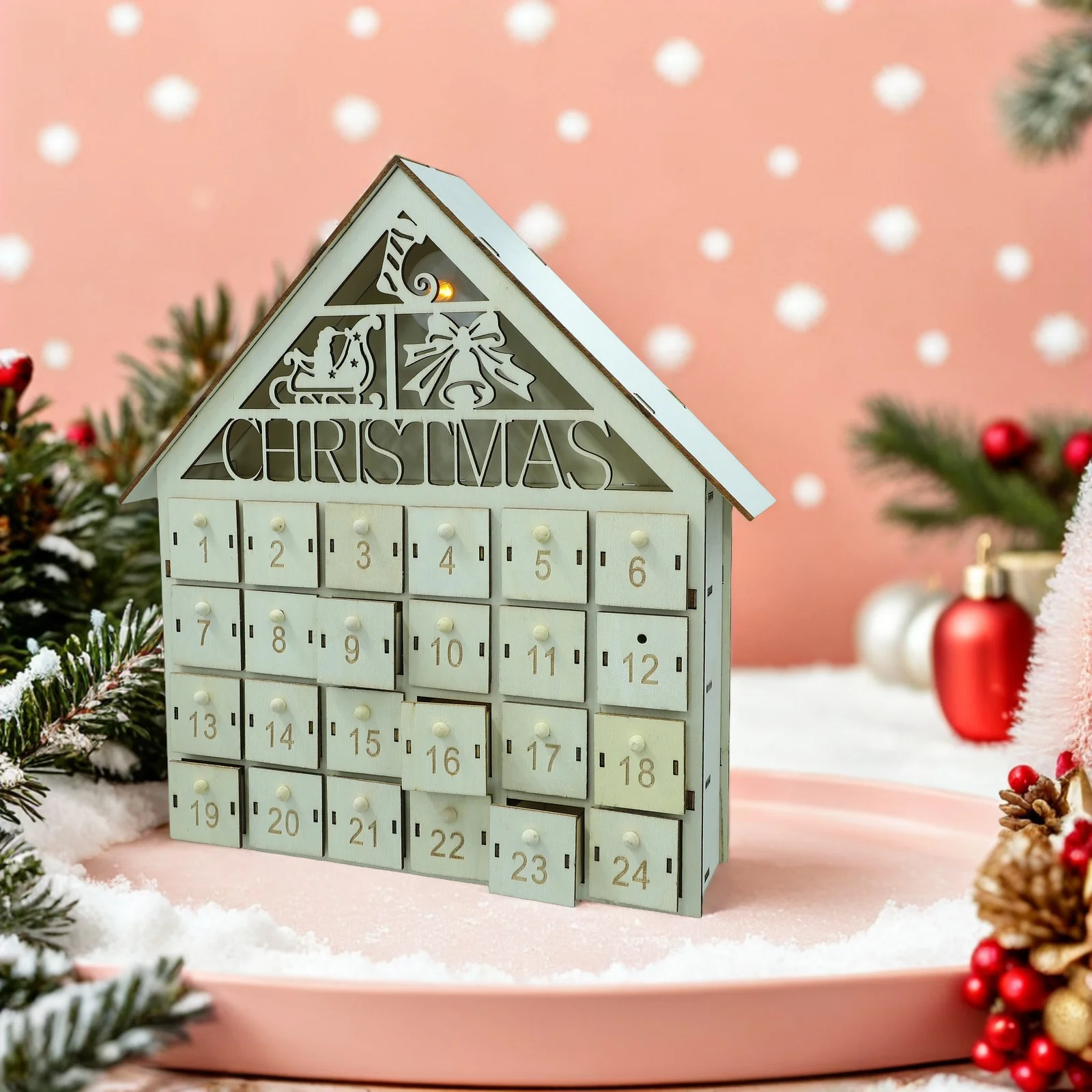 

Wooden Christmas Advent Calendar With Led Lights Fillable Countdown To Christmas Decor For Family Holiday Gift Boxes