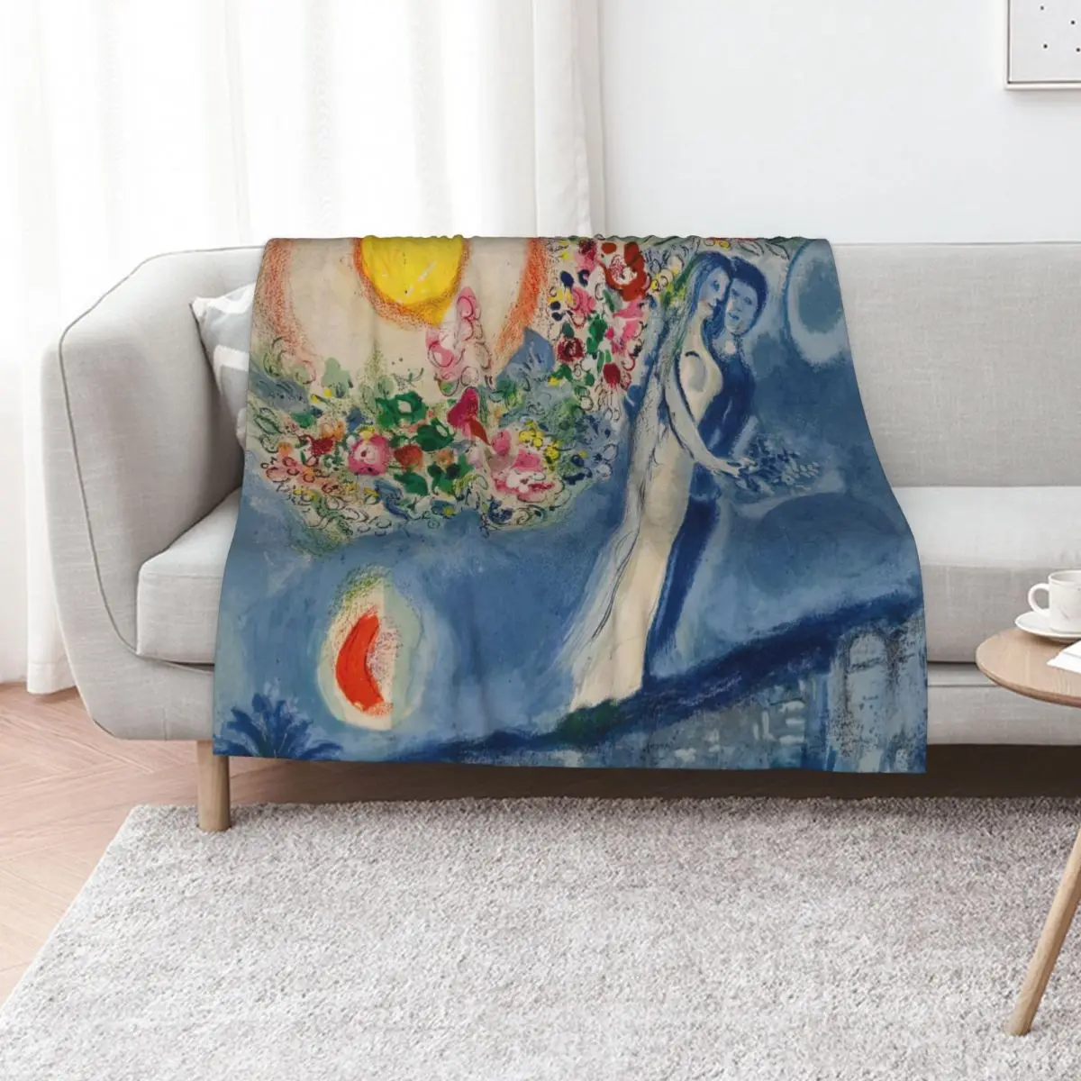 

Lovers in the Sky of Nice by Marc Chagall Throw Blanket Sofas Bed linens Moving Luxury Thicken Blankets