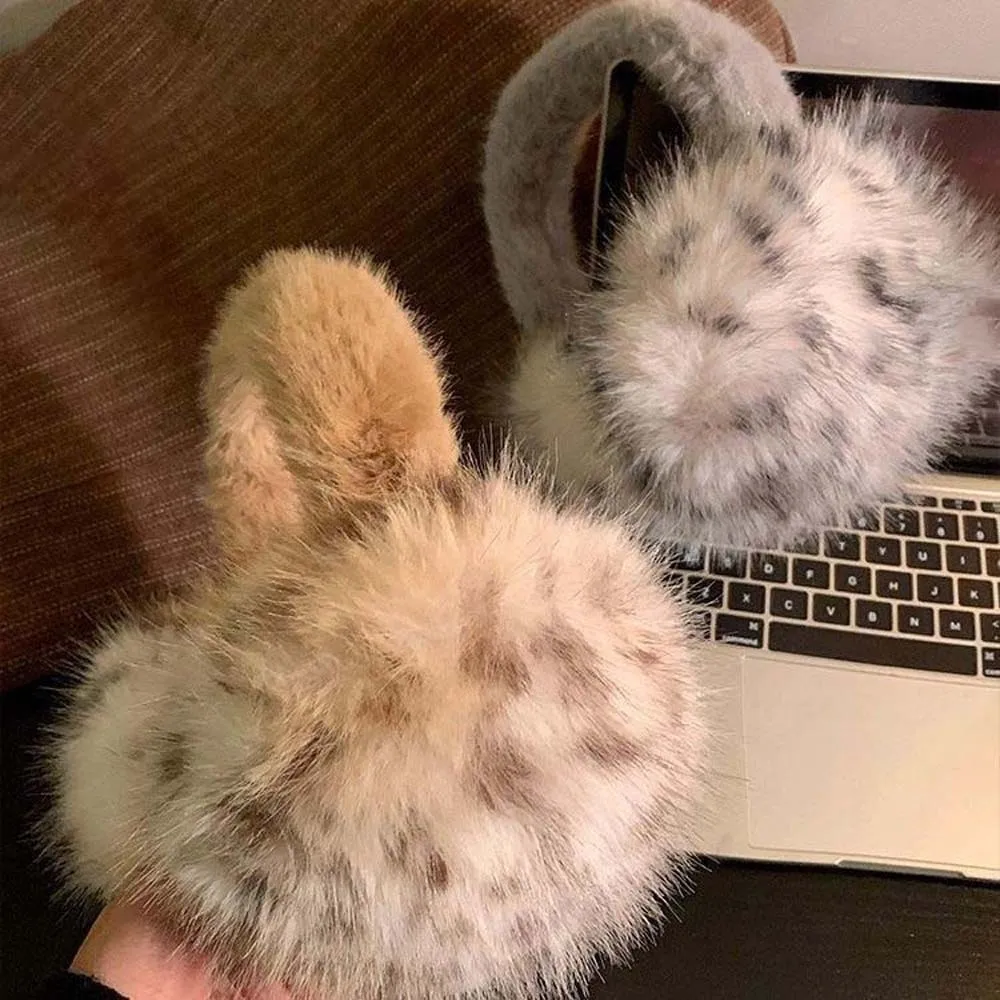 

Удобные ветрозащитные наушники с леопардовым принтом, мягкие складные наушники из полиэстера, зимние утолщенные наушники в корейском стиле для женщин