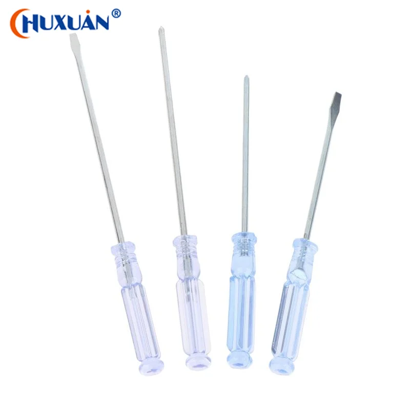 Q 4Pcs Transparent Blue Handle Screwdriver Set Slotted Cross Manual Screw Driver Household Maintenance Repair Hand Tool Kit