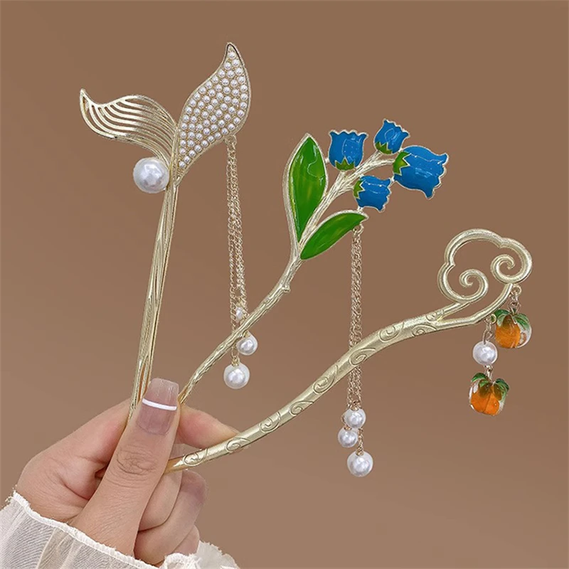 Retro Tassel Metal Hair Sticks Female Ponytail Braid Hairpin New Hair Hairpin Hair Styling Tools Sweet Girl Hair Accessories