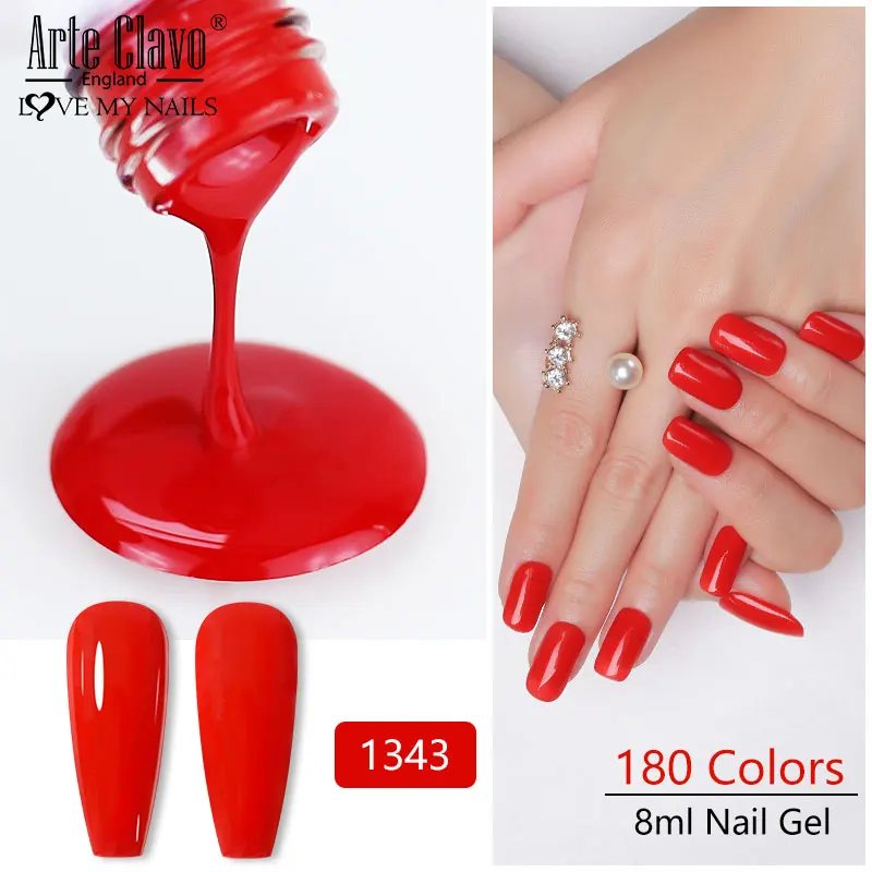 Arte Clavo Gel Nagellack 8ml Semi Permanent Lack Funkelnden Nail art Benötigen UV LED Lampe Basis Top Mantel weg tränken UV Gel Lack
