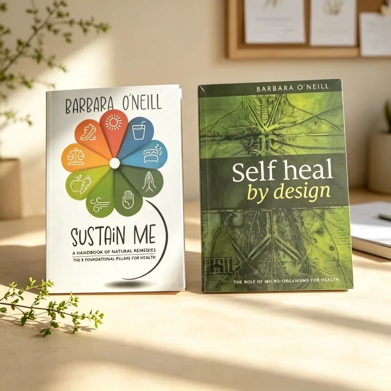 Barbara O'Neill 2 Books Set, Sustain Me & Self Heal By Design, Natural Remedies, Body Self‑Healing Wellness Health Book Books